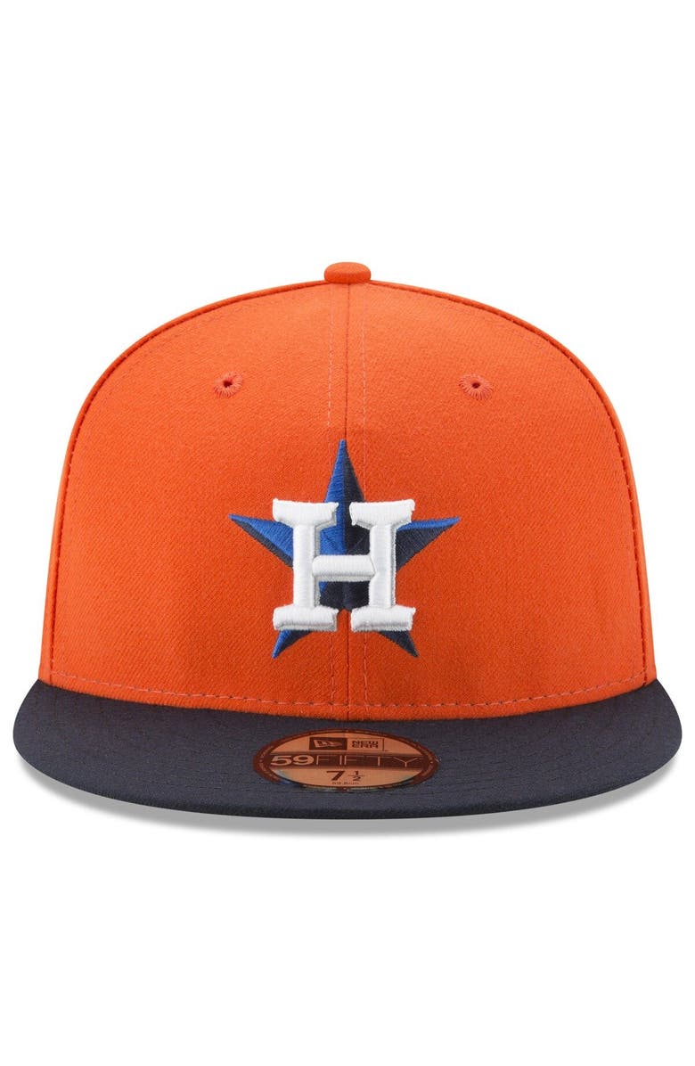 New Era Men's New Era Orange Houston Astros 2022 Postseason Side Patch 59FIFTY Fitted Hat, Alternate, color,