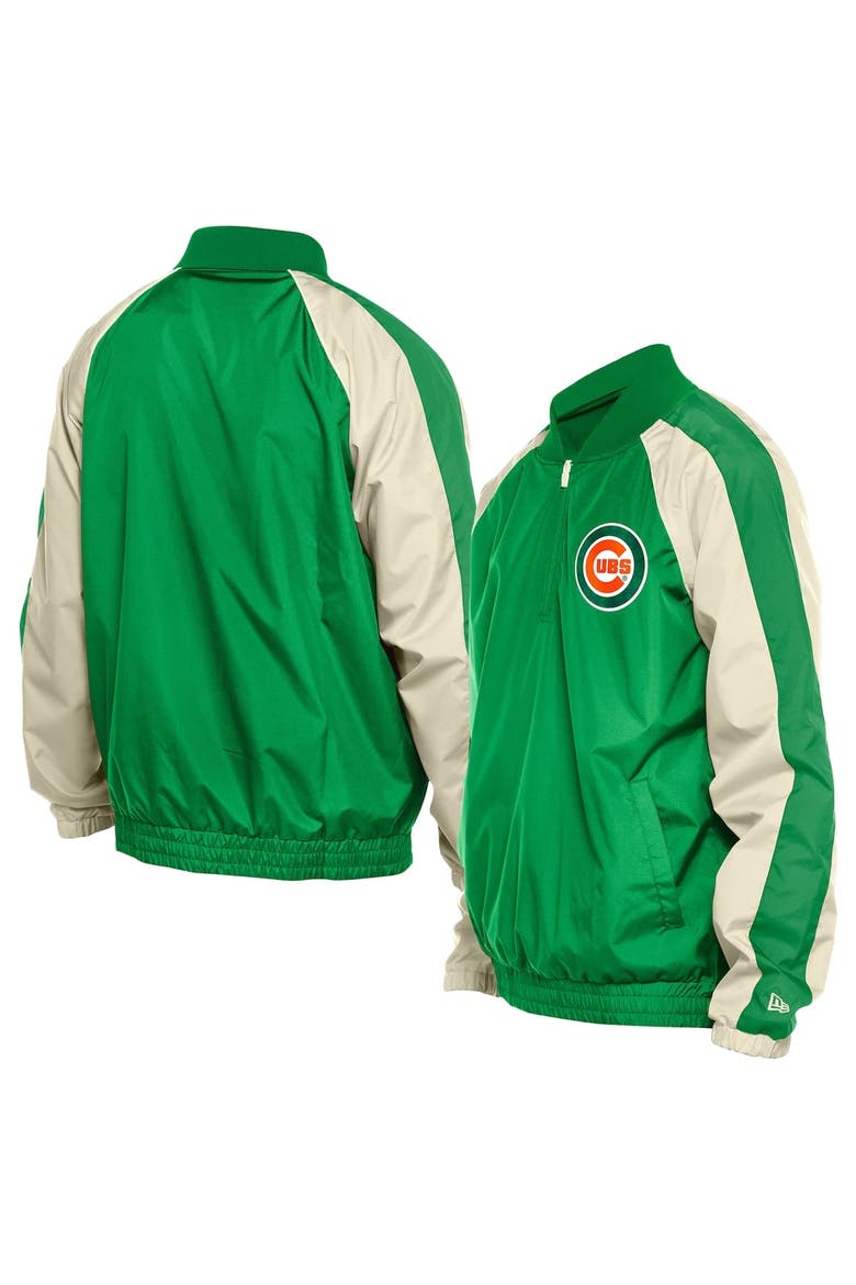 Men's New Era Kelly Green Chicago Cubs St. Patrick's Day Ripstop Raglan Quarter-Zip Windbreaker, Alternate, color, Kelly Green