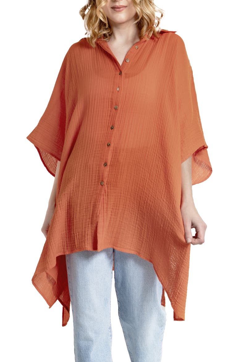 Oversize Cover-Up Shirt, Main, color, RED