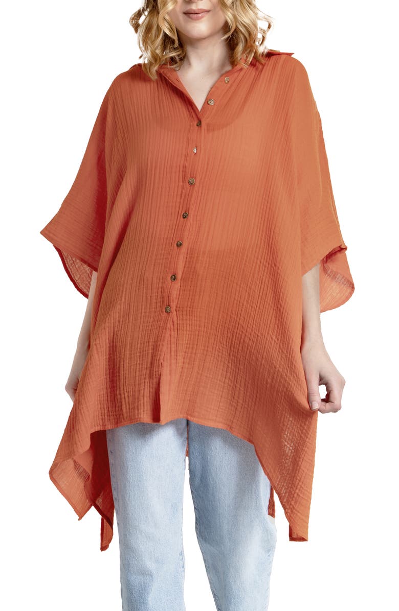 SAACHI Oversize Cover-Up Shirt, Main, color, Red