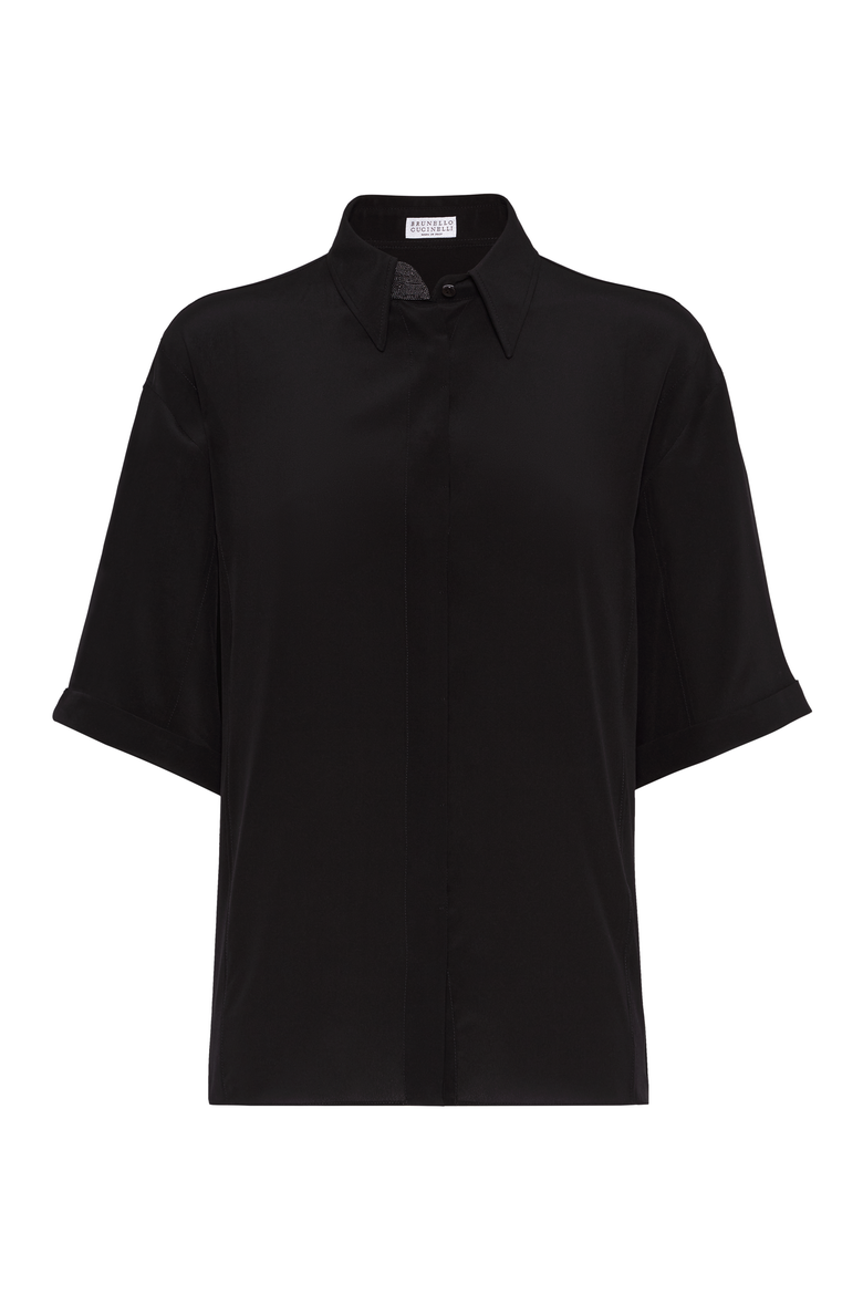 Crêpe de Chine shirt, Main, color, Black