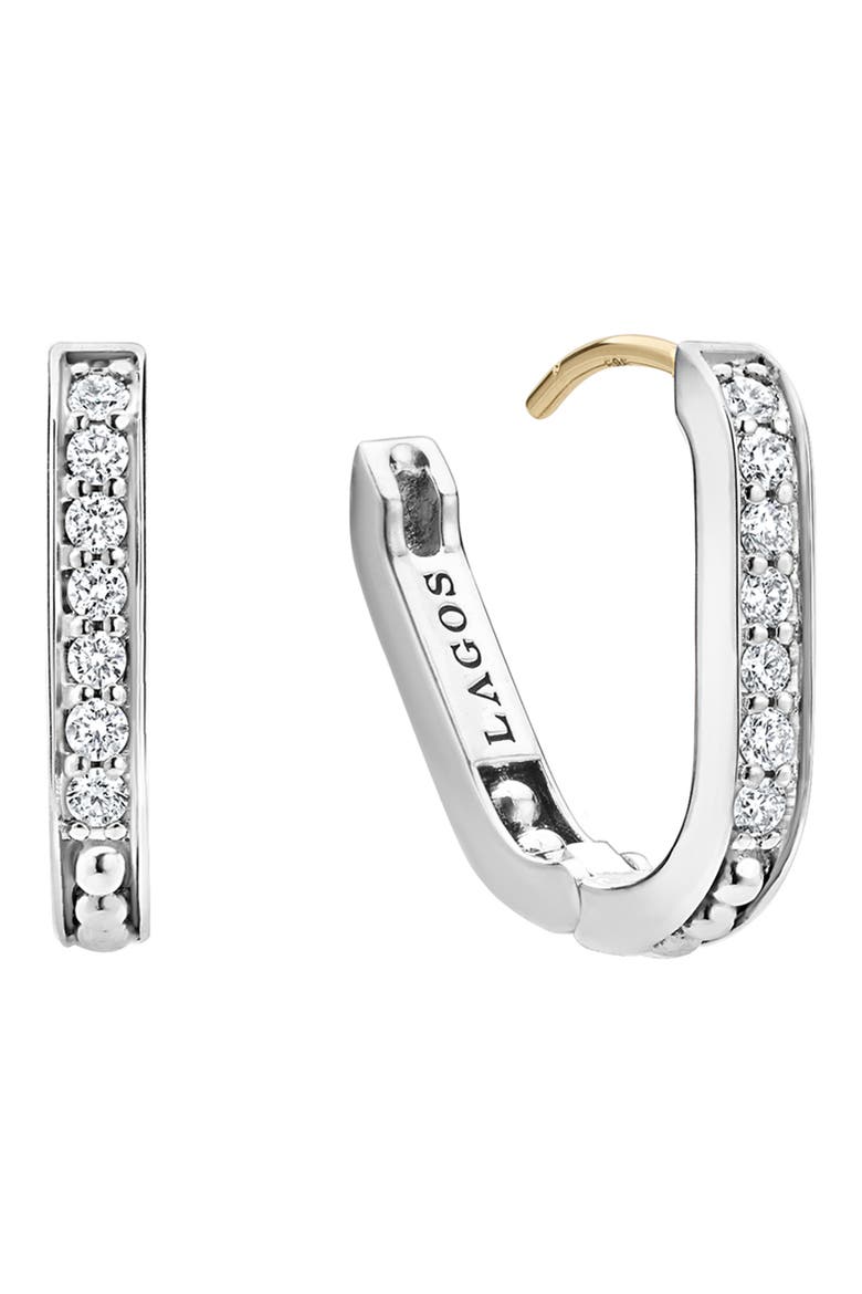 Caviar Spark Linear Diamond Hoop Earrings, Alternate, color, SILVER