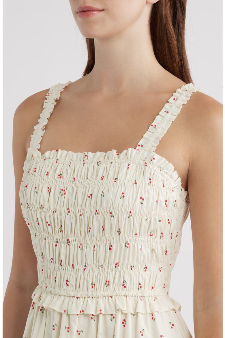 Amarena Smocked Midi Dress, Alternate, color, CREAM MULTI