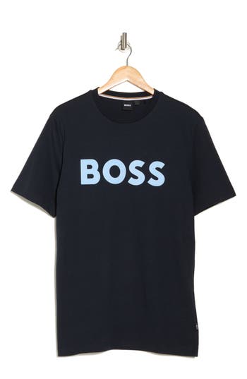 Hugo Boss Mens Dark Blue Brand-print Regular-fit Cotton-jersey T-shirt Xxxl
