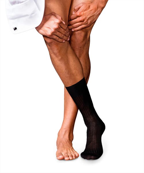 Falke No. 10 Egyptian Cotton Luxury Dress Socks In Black
