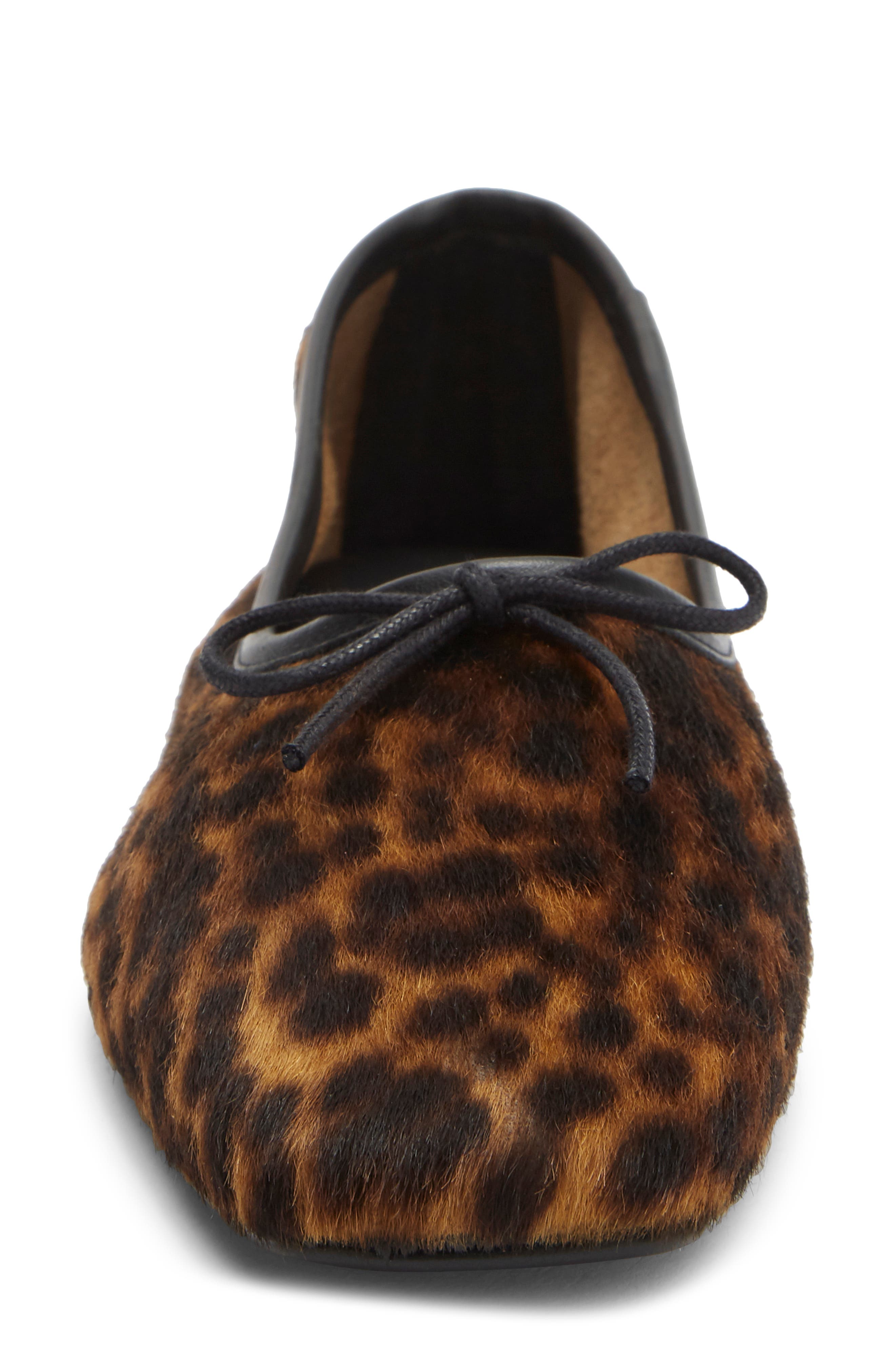 Jada Square Toe Genuine Calf Hair Ballet Flat, Alternate, color, LEOPARD HAIRCALF