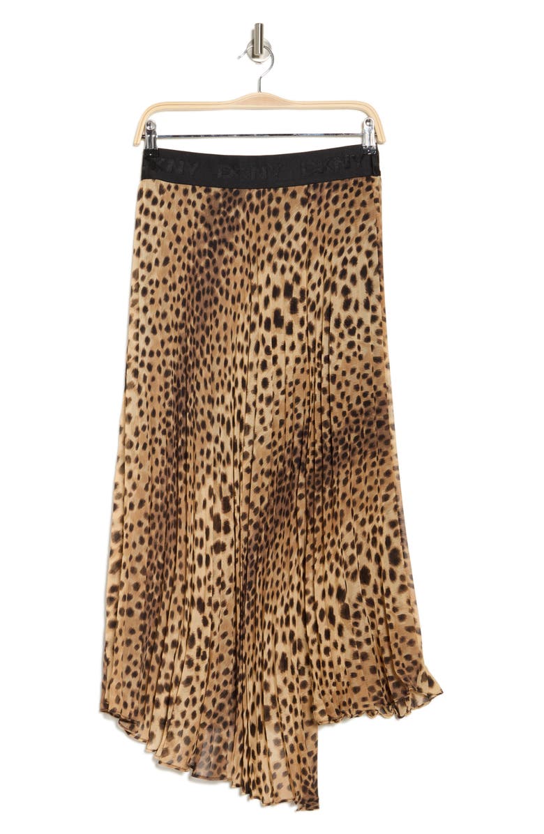 DONNA KARAN Pleated Asymmetric Skirt, Alternate, color, Cheetah Print