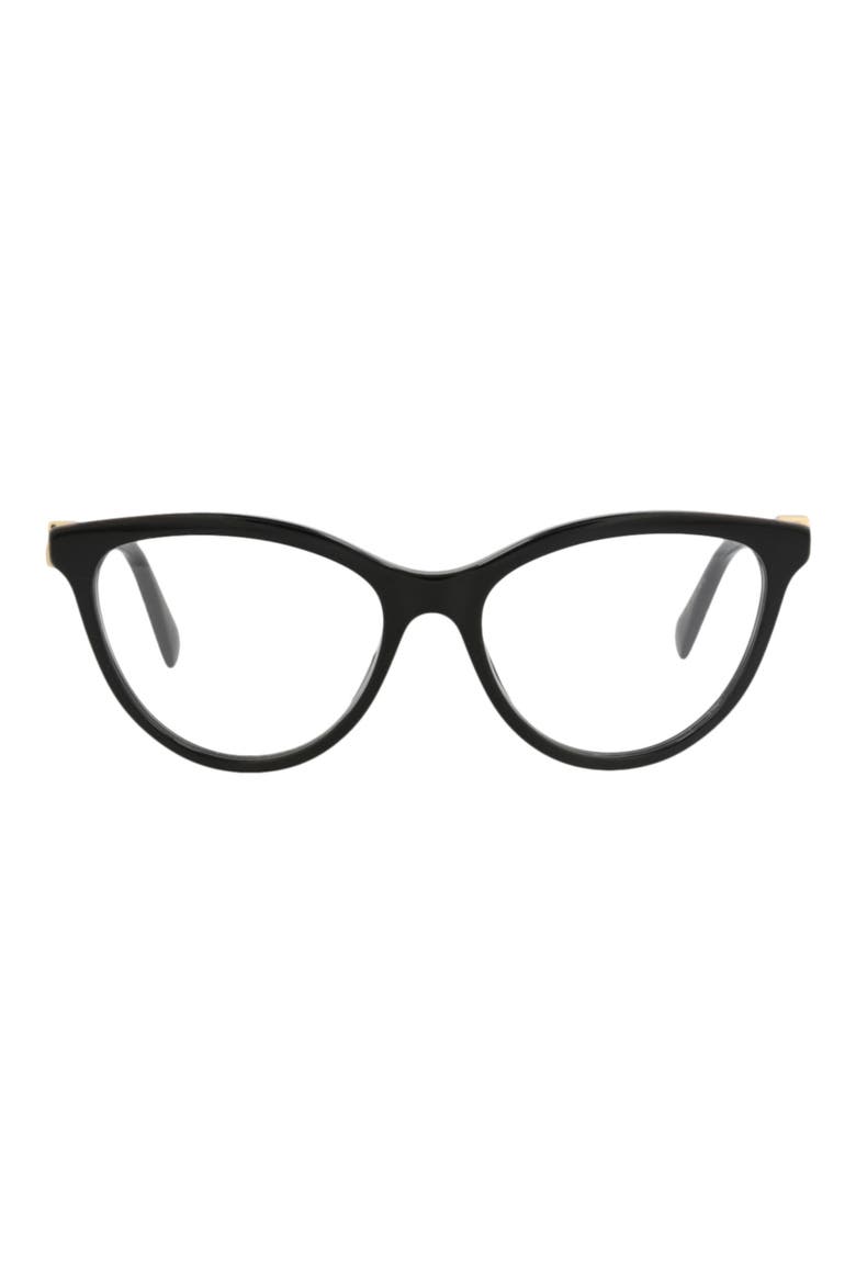 53mm Cat Eye Optical Glasses, Main, color, BLACK BLACK TRANSPARENT