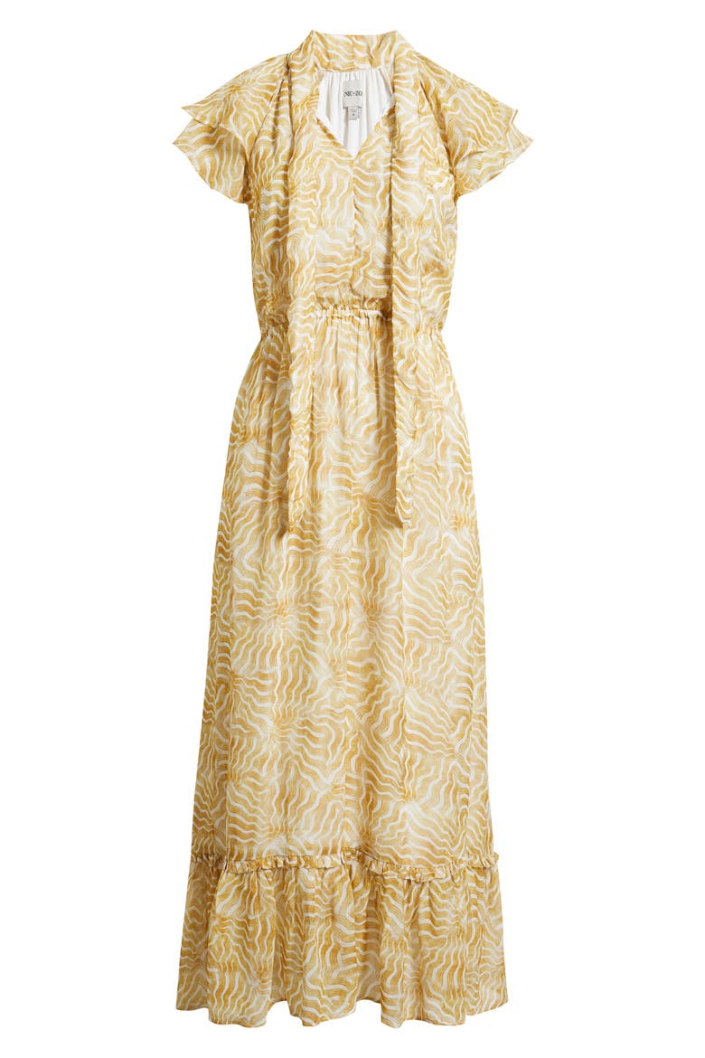 Lana Sunrays Tie Neck Tiered Maxi Dress, Alternate, color, YELLOW MULTI