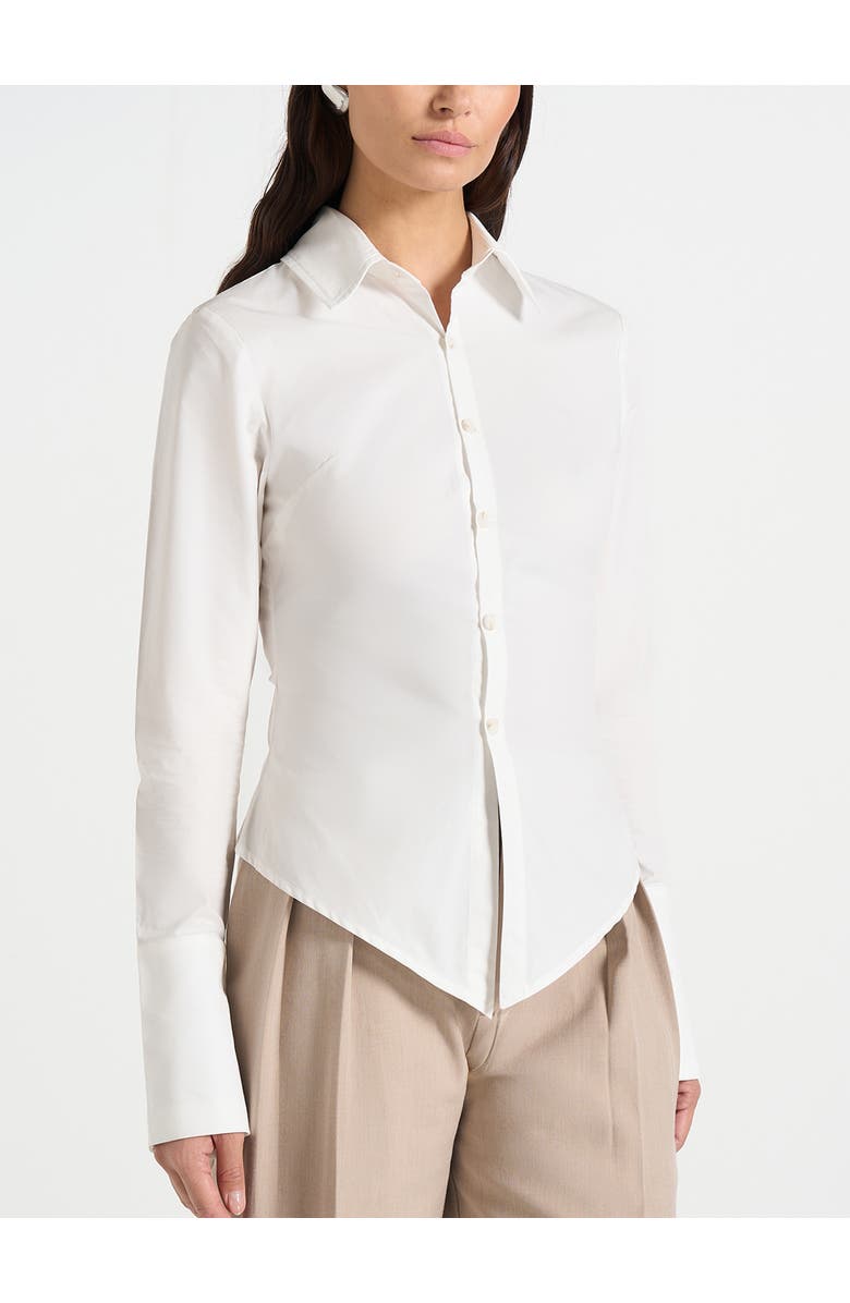Manière De Voir Sonia Tailored Cotton Cinch Shirt, Main, color, Off White