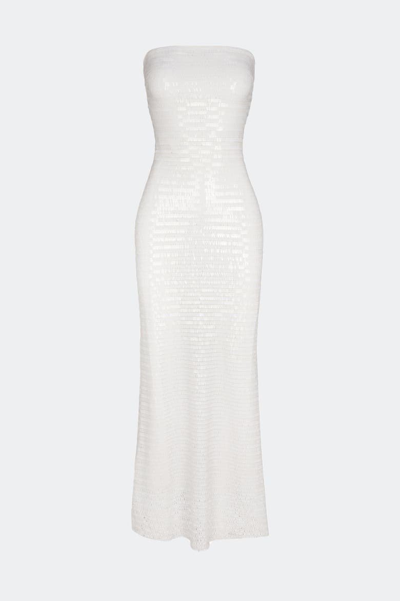 Sculpty Strapless Piano Sequin Dress, Alternate, color, Macadamia