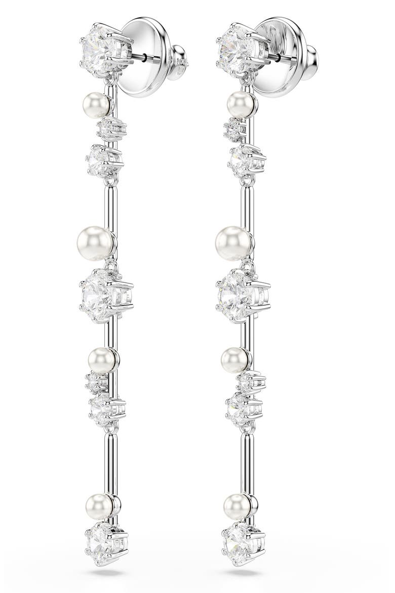 Constella Bar Drop Earrings, Alternate, color, WHITE/ SILVER