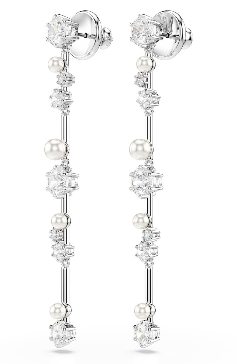 Swarovski Constella Bar Drop Earrings, Alternate, color, White/ Silver