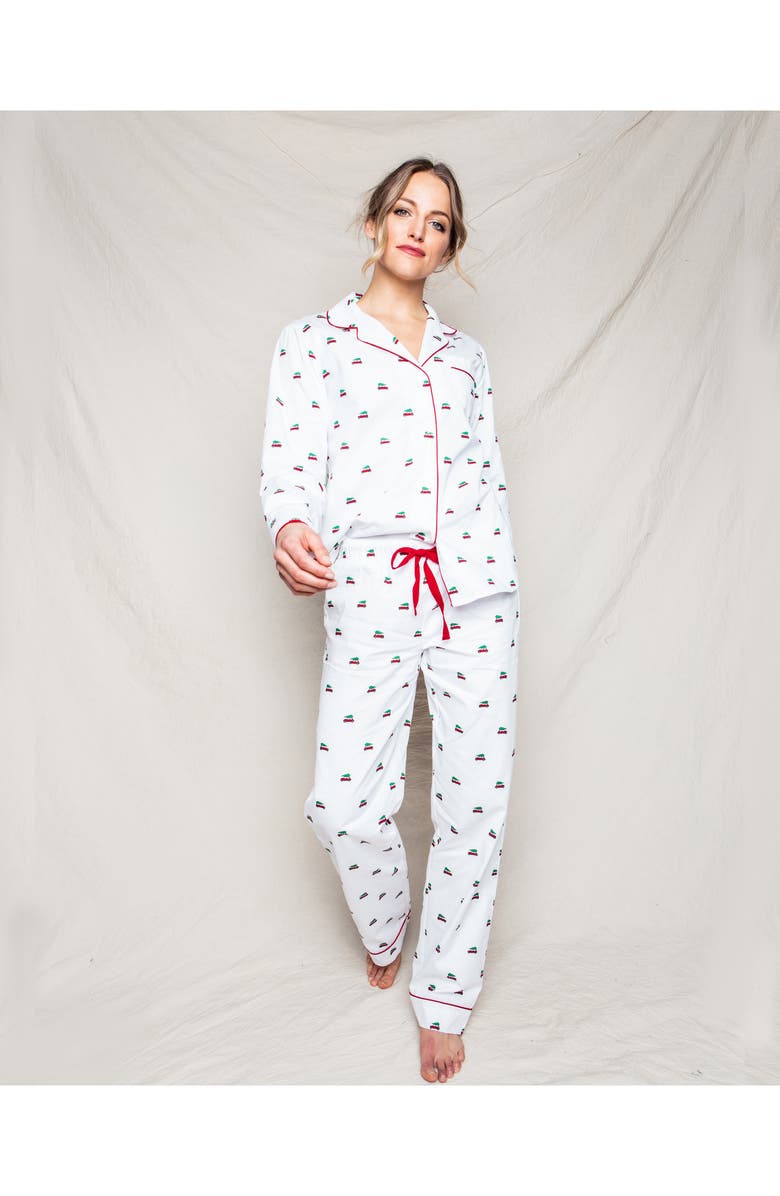 Petite Plume Holiday Journey Cotton Pajamas, Alternate, color, White