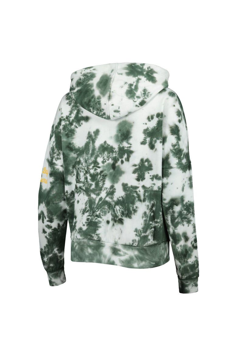 Women's New Era Green Green Bay Packers Cloud Dye Fleece Pullover Hoodie, Alternate, color, Green