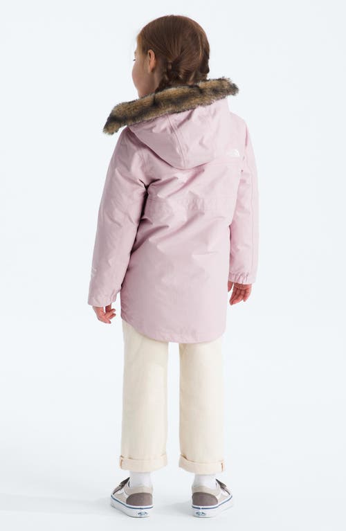 The North Face Kids' Arctic Waterproof 550-fill Power Down Parka With Faux Fur Trim In Pink