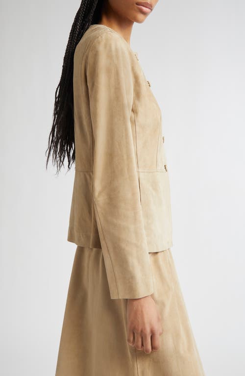 Lafayette 148 New York Peplum Paperfine Suede Jacket In Brown