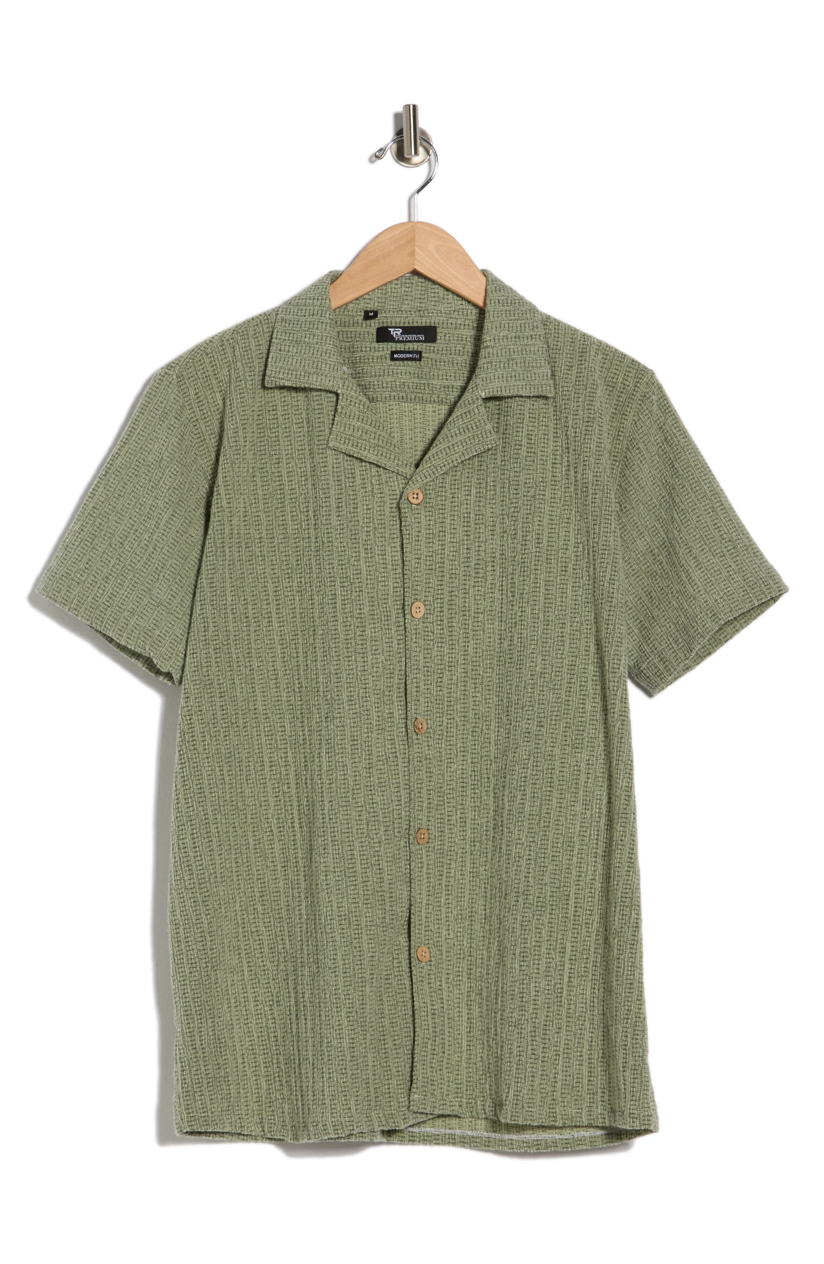 T.R. PREMIUM Modern Fit Textured Camp Shirt
