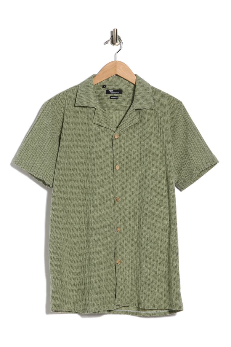 Modern Fit Textured Camp Shirt, Alternate, color, GREEN