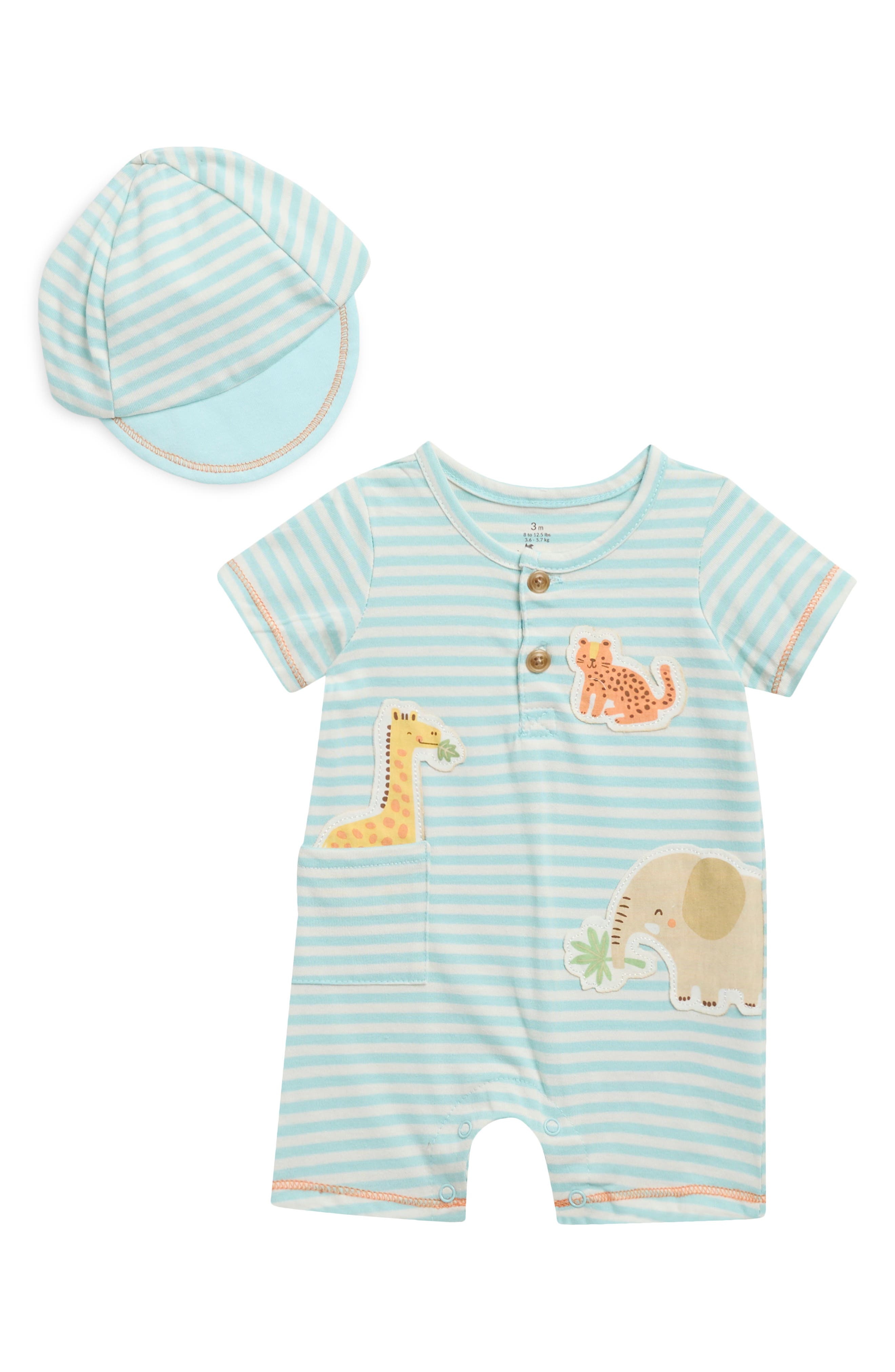 BABY STARTERS Zoo Animals Romper & Hat Set