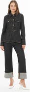 Gizia Shirt Collar Button-Front Cotton Blend Layering Jacket