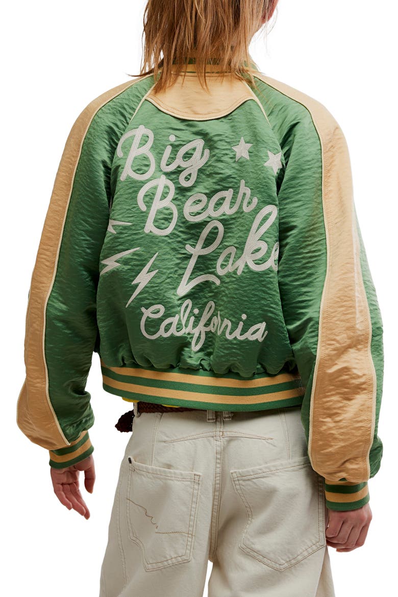 Star Power Souvenir Jacket, Alternate, color, VINTAGE GREEN COMBO