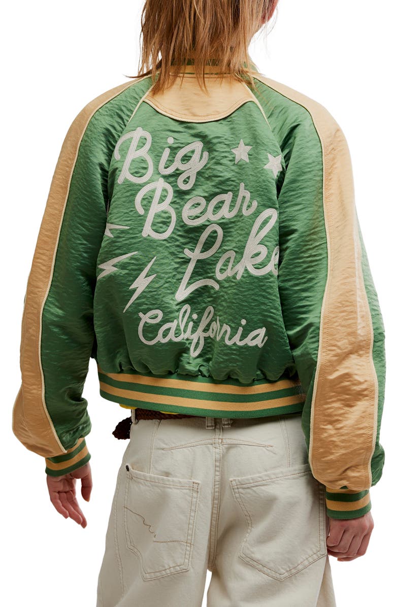 Free People Star Power Souvenir Jacket, Alternate, color, Vintage Green Combo