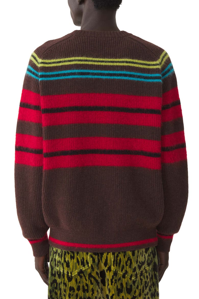 Striped Sweater In Wool And Cashmere, Alternate, color, Ebony