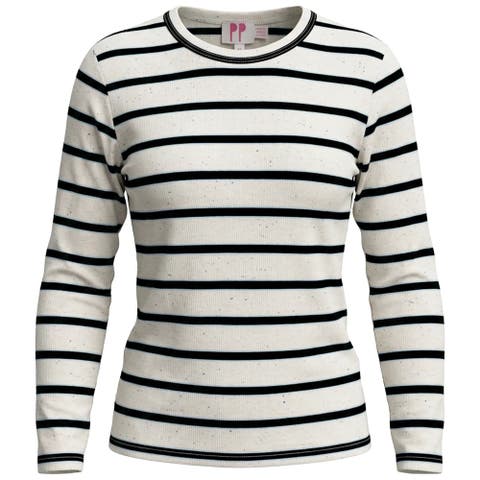 Ribbed Striped Dotted Long Sleeve Soft Stretch T-Shirt (Little Kid & Big Kid)