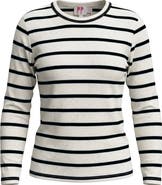 Pinky Promise Ribbed Striped Dotted Long Sleeve Soft Stretch T-Shirt