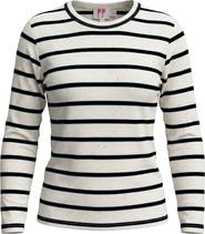 Pinky Promise Ribbed Striped Dotted Long Sleeve Soft Stretch T-Shirt