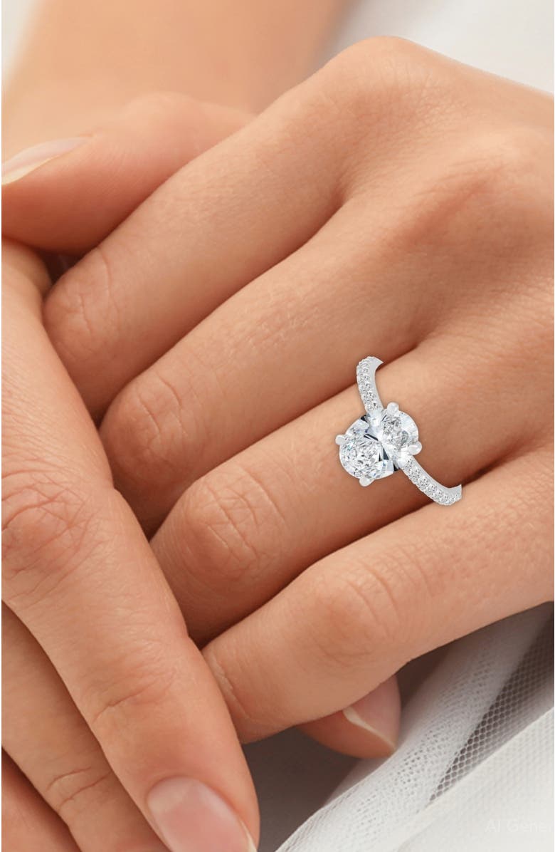 Bliss Diamond Certified 3 3/8Ct Oval Diamond Engagement Ring Side Halo Lab Grown Gold, Alternate, color, 