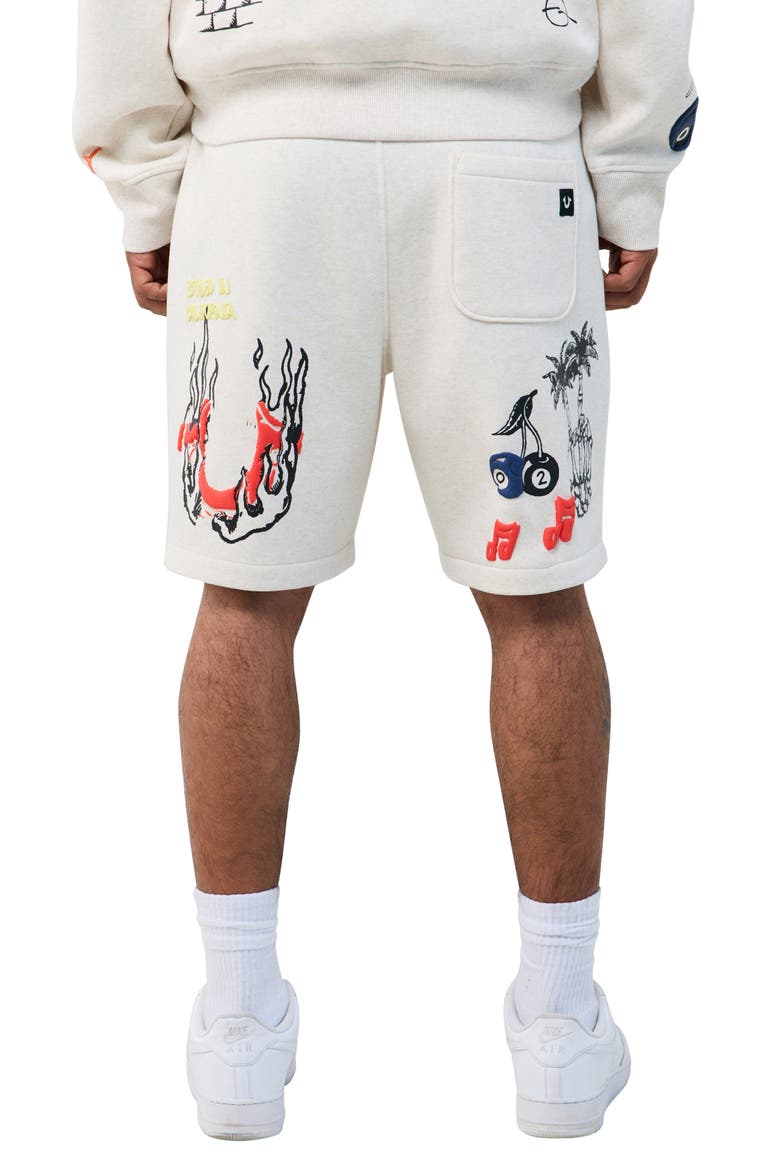 Sketched Logo Fleece Sweat Shorts, Alternate, color, OATMEAL HEATHER