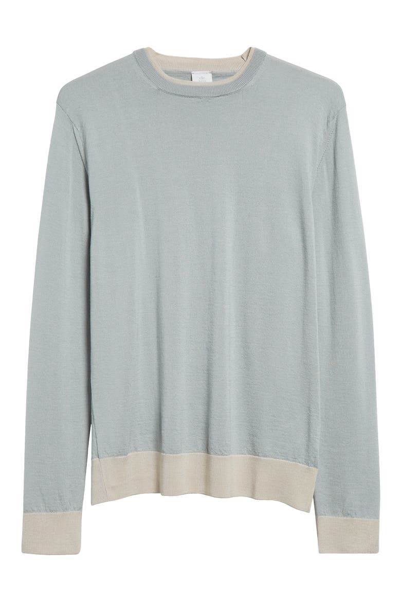 Merino Wool & Silk Crewneck Sweater, Alternate, color, SAGE SAND