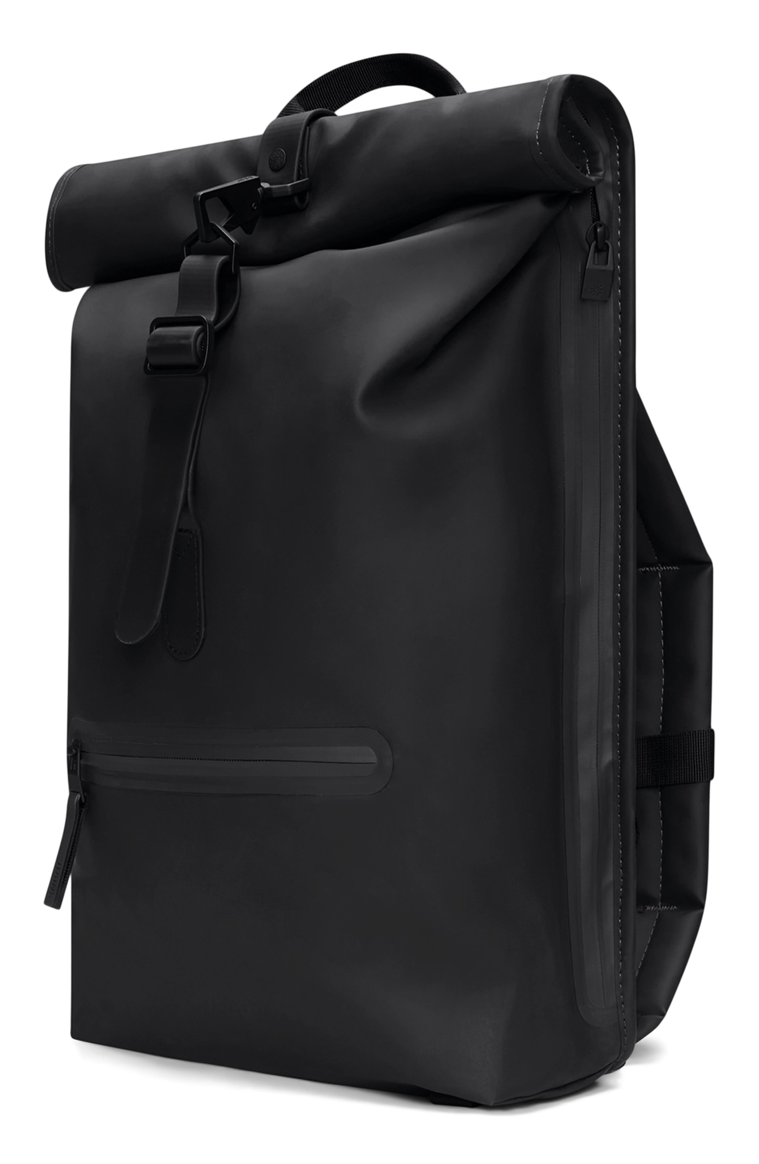 Rains Rolltop Waterproof Rucksack, Alternate, color, Black