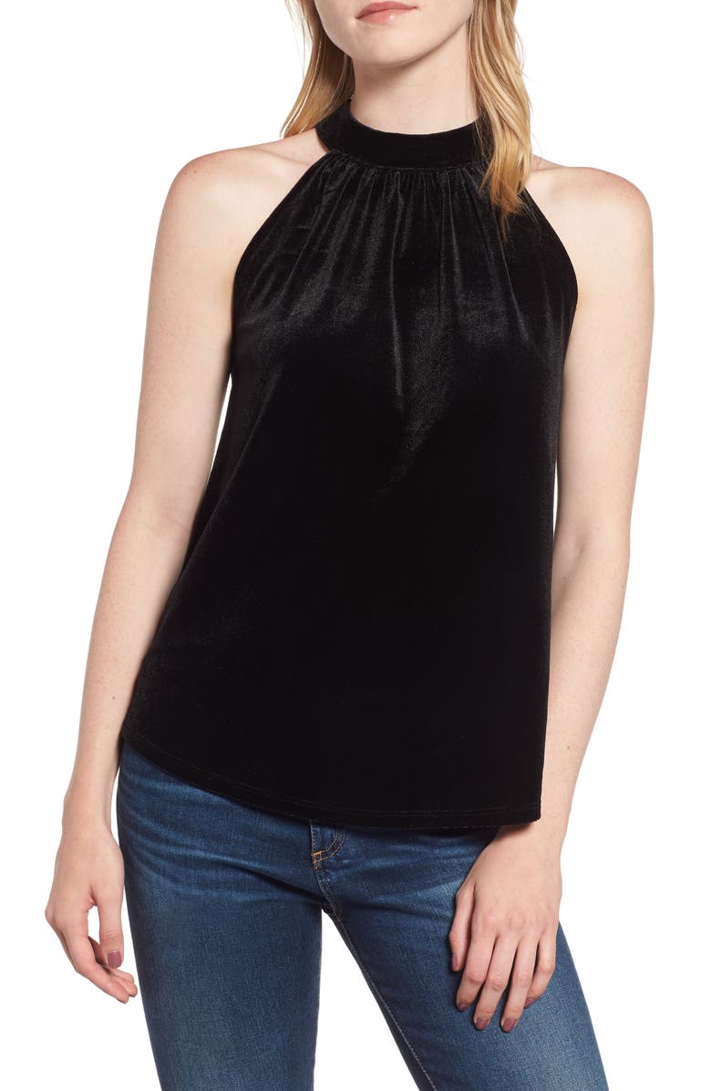 GIBSONLOOK Gibson x Glam Squad Dede Velvet Tie Back Halter Top, Main, color,