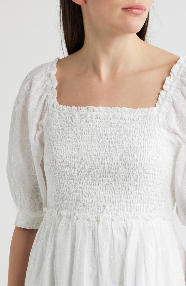 Lilly Pulitzer<sup>®</sup> Hadly Smocked Puff Shoulder Ruffle Hem Dress, Alternate, color, Resort White Sun Showers
