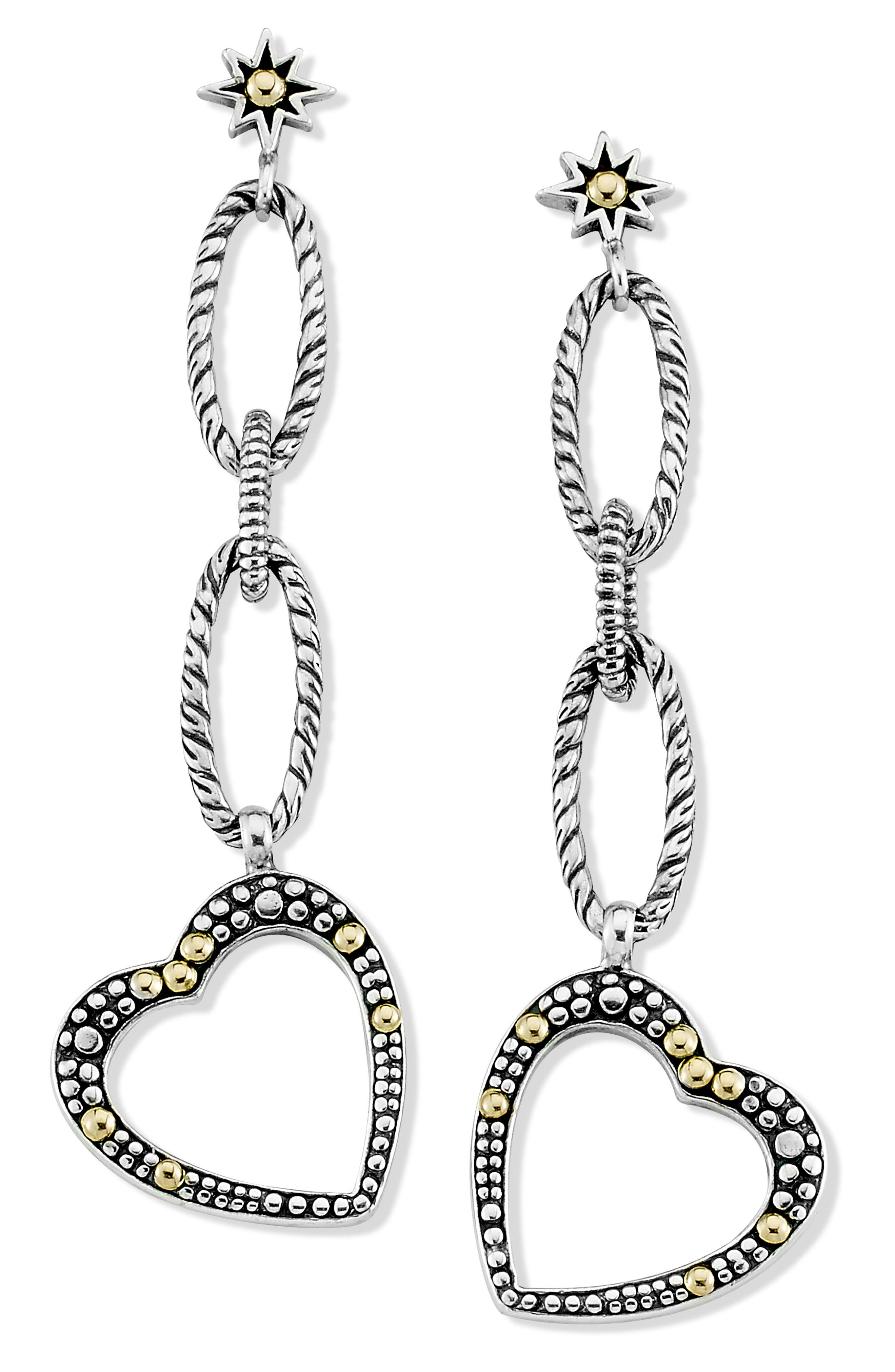 SAMUEL B. Two-Tone Heart Chain Drop Earrings