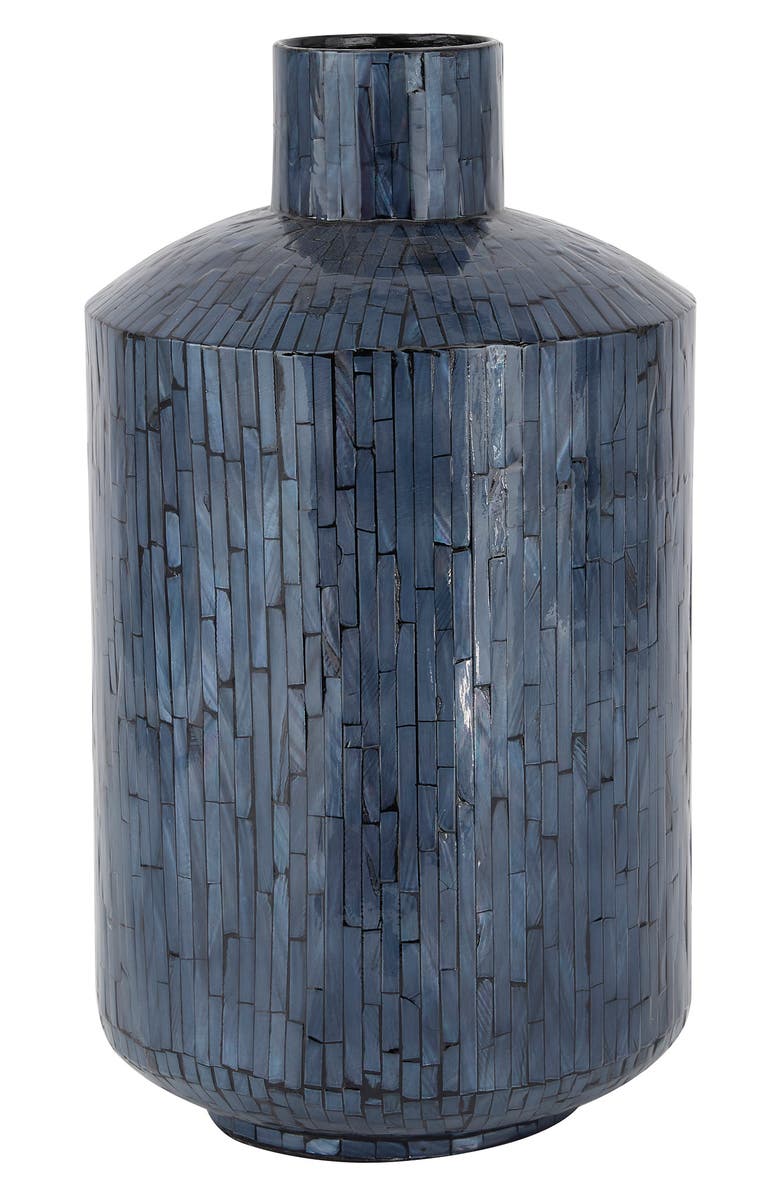 VIVIAN LUNE HOME Blue Mother of Pearl Contemporary Vase, Alternate, color, Blue