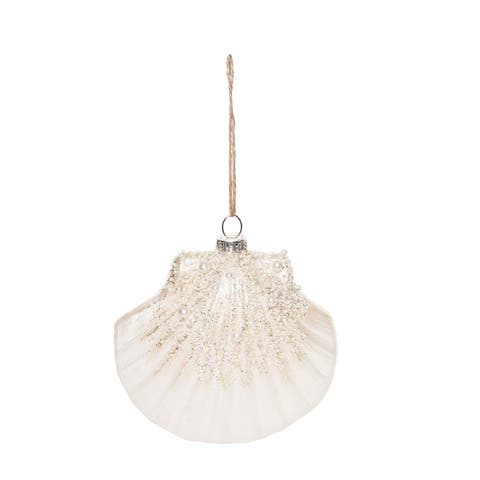 Glass Pearl Shimmer Fan Shell Ornament