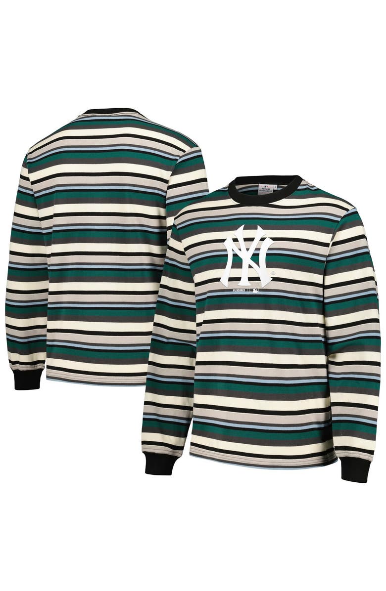 PLEASURES Men's PLEASURES Cream/Green New York Yankees Ballpark Long Sleeve T-Shirt, Alternate, color,