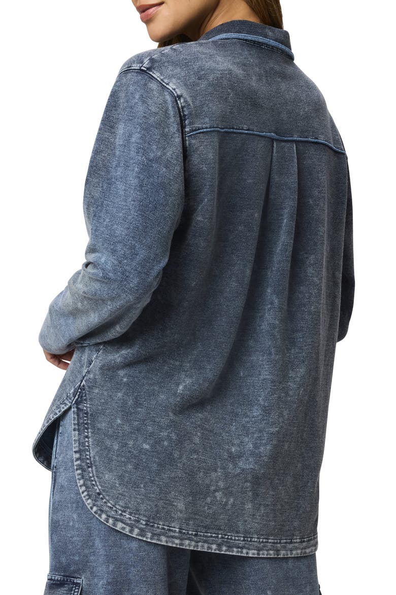 Gwen Indigo Terry Button-Up Shirt, Alternate, color, INDIGO BLUE