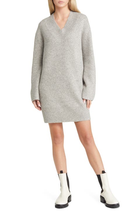 Long Sleeve Rib Sweater Dress (Regular & Petite)