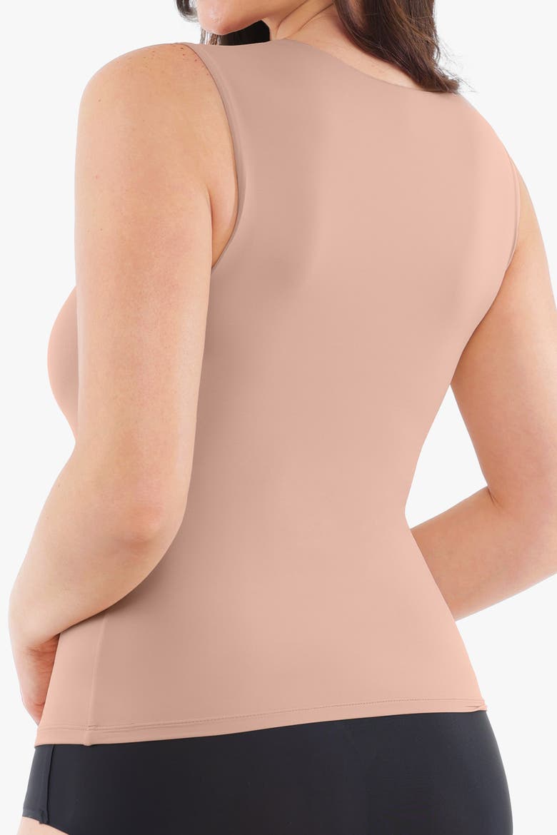 Cloud Touch Snatched Double Layer Tummy Control Sleeveless Tank Top, Alternate, color, Beige Overflow