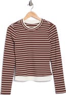 Lush Striped Long Sleeve Crewneck Knit Top