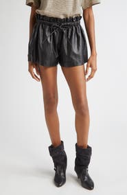 Isabel Marant Étoile Naline Paperbag Waist Faux Leather Shorts