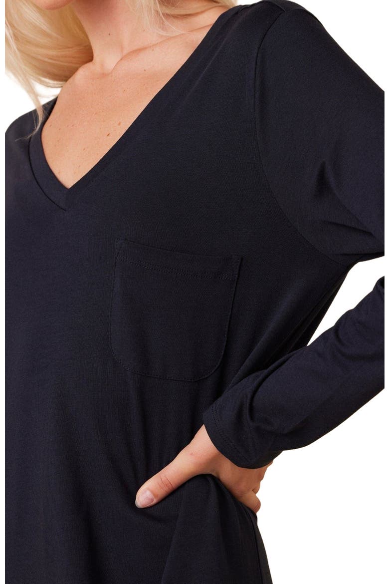 Pima Knit Long-Sleeved Sleep Shirt, Alternate, color, Classic Midnight