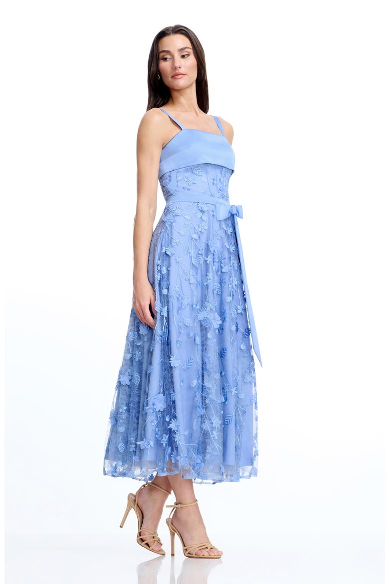 Leona Embroidered Tulle Midi Dress, Alternate, color, SKY