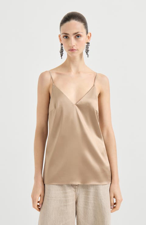 Stretch silk satin camisole