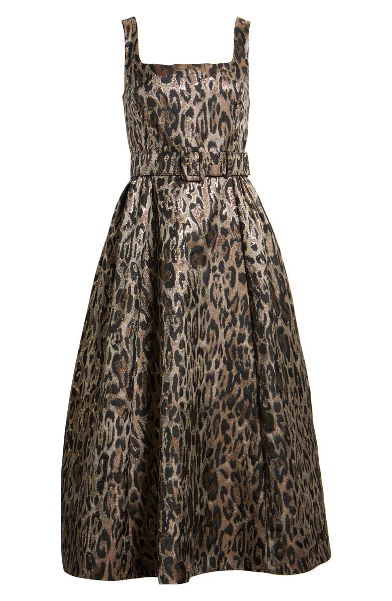 Julia Jordan Jacquard Sleeveless Gown, Alternate, color, Black/ Beige Multi